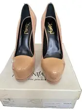 Yves Saint Laurent Rive Gauche Platform Patent Leather Shoes 38.5 MSRP $795.00