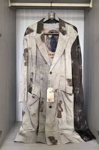 Ziggy Chen 22PF Scholar‑Print Rayon Coat YYYY17/2610