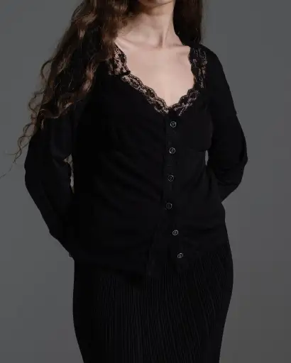 Dolce & Gabbana D&G Black Lace Button Up