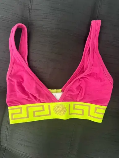 top versace rosa e amarelo