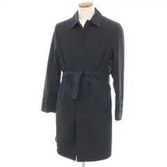 【中古】ジーゼニア Z Zegna コットンポリウレタン ベルテッド ステンカラーコート ブラックネイビー【サイズS/48】【メンズ】