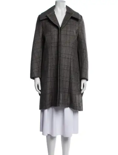 Wool Plaid Print Coat