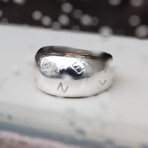 90-00s CHANEL Random Alphabet Logo Dome Ring