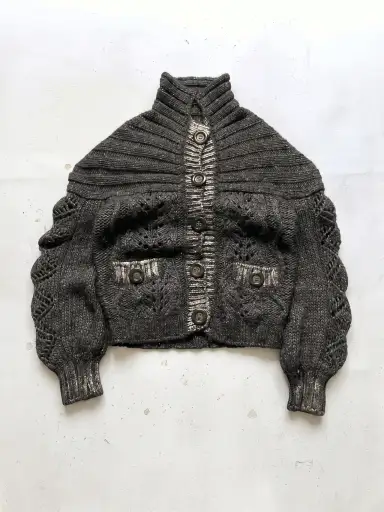Just Cavalli Chunky Knit With Mesh Thread Sweater Cardigan