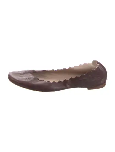 Leather Scalloped Accent Ballet Flats