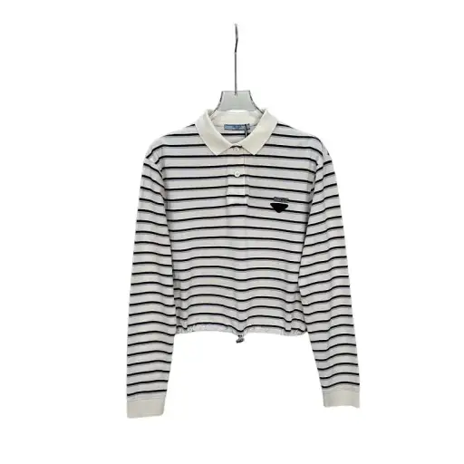 Prada Striped Long Sleeve Polo Size 36