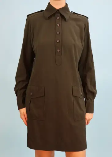 Gucci Fall 1996 Khaki Green Military Style Dress