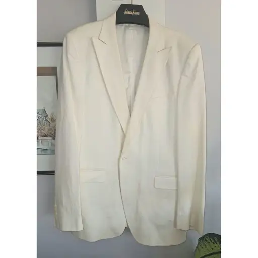 Vintage Dolce & Gabbana Men’s Ivory EU 56 Formal Twill Blazer 2-Button Notch