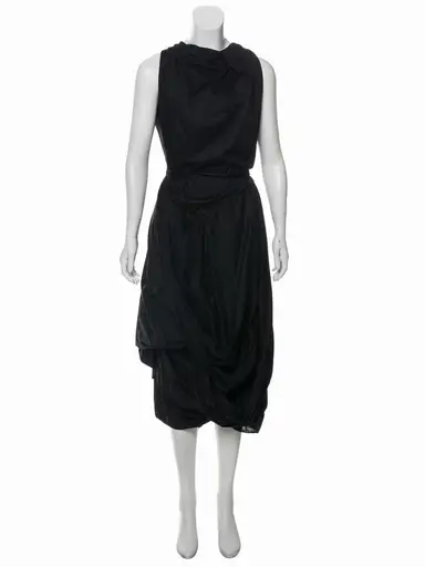 🥀 Vivienne Westwood Anglomania Black Draped Asymmetrical Midi Dress Size: M| 8 🥀