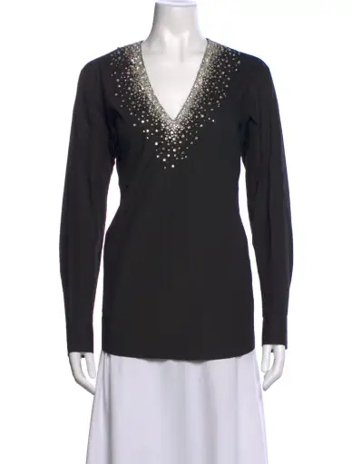 V-Neck Long Sleeve Blouse