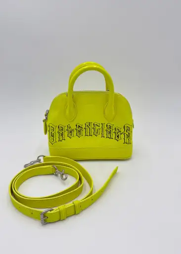 Balenciaga Borsa Ville Top Handle Edizione Speciale Gothic Logo Mini Giallo Fluo