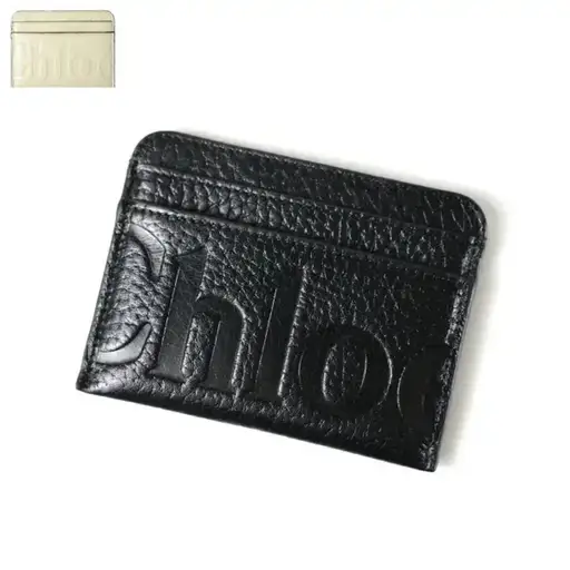 Chloe Credit Card Case Pass Case Holder Leather Card Holder Wallet Black