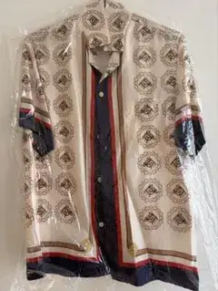 【美品】GUCCI グッチ 総柄 ホース柄 シルク シャツ 半袖 740319