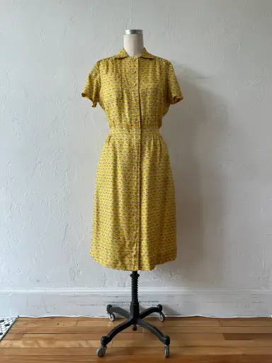 Vintage 1960s Hermès Silk Jockey Print Dress Size 42