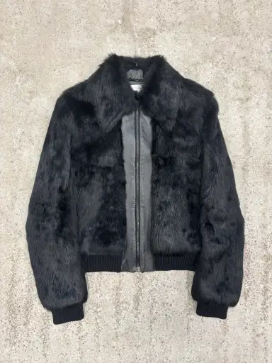 1990's Veronique Branquinho Rabbit Fur & Leather Bomber Jacket
