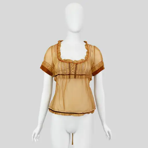 Louis Vuitton 2004 Sheer Velvet Trim Top