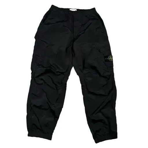Stone Island 2025 Black Nylon Metal Loose Cargo Trousers - 30" Small