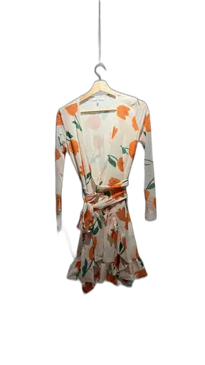 Hardly Worn Ganni Women's Fashion Clothing Dresses - Polyester / Synthetic White Orange Green Second Hand Premium & Luxury
