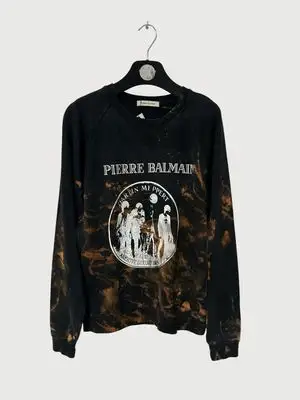 Balmain 2014 Bleached Logo Raglan Crewneck
