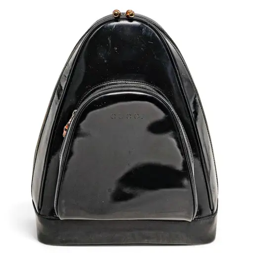 Vintage Gucci Bamboo Patent Leather Sling Backpack