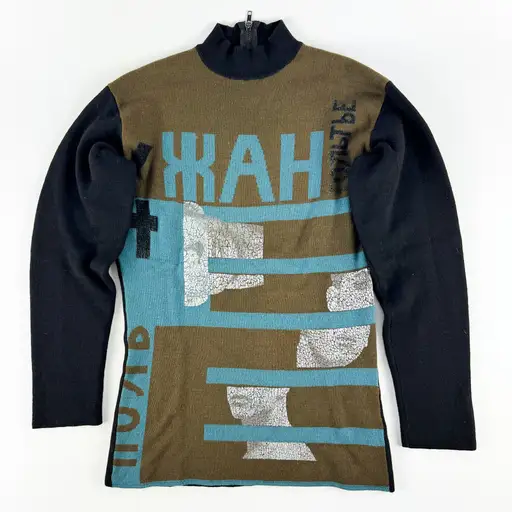 Jean Paul Gaultier Russian Constructivist Head Print Jumper FW1986
