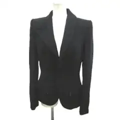 ジャンポールゴルチエ ファム Jean Paul GAULTIER FEMME テーラードジャケット ウール 裏地シルク 襟アシンメトリー 38 黒 ブラック 上着 シングルブレスト 長袖 無地 /YU ■GY50