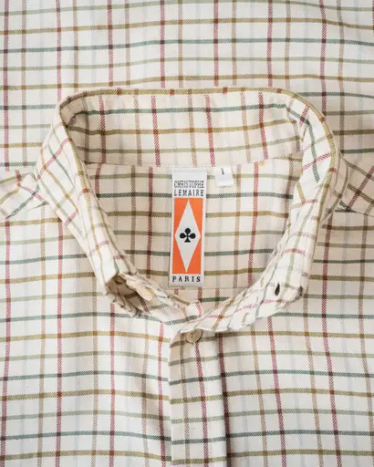 [Mid-Late 90’s] “CHRISTOPHE LEMAIRE” Cotton Wool Check BD Shirt (Made in France)