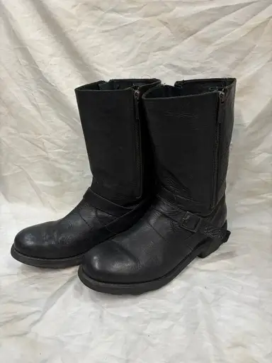 "DIRK BIKKEMBERGS" Distressed Leather Side-Zip Engineer Boots