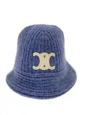 CELINE Triomphe Crochet Bucket Hat Cashmere Blue Men's 2A80T384D