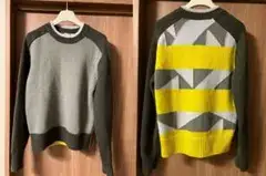エルメス22AWカシミヤ100%ジオメトリックニットクルーネック