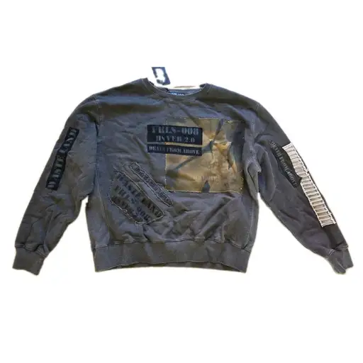 HYEIN SEO Distressed Patchwork Graphic Sweatshirt Gray Avant Garde
