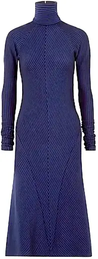 HAIDER ACKERMANN (TOM FORD DESIGNER) BELGIUM. Blue/Black Striped Long Sleeve Dress