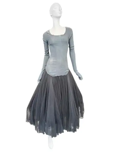 MARC LE BIHAN 2020s GREY SILK BALLERINA MAXI DRESS