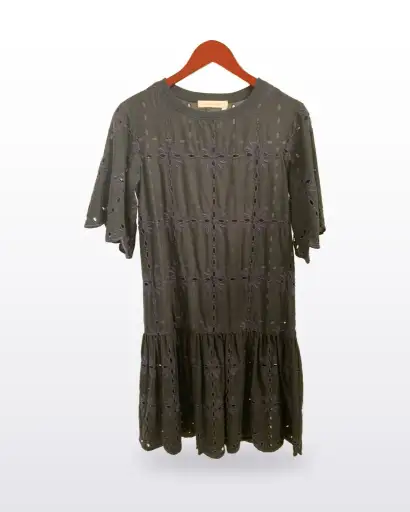 See by Chloé Embroidered Eyelet Drop-Waist Short Dress sz S?