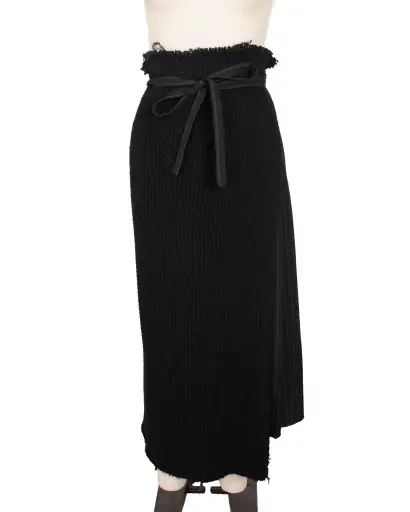 2002 Comme des Garcons Wool Rib Knit & Pinstripe Skirt