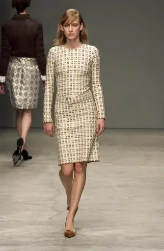Prada 2002  Tweed Sheath Dress — Gold & Black Metallic Check, Vintage Runway-Era Piece
