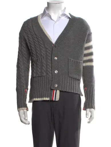 4 Bar Stripe V-Neck Cardigan