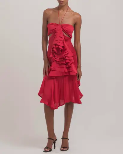 Yves Saint Laurent by Tom Ford 2003 Ruffle Halter Dress