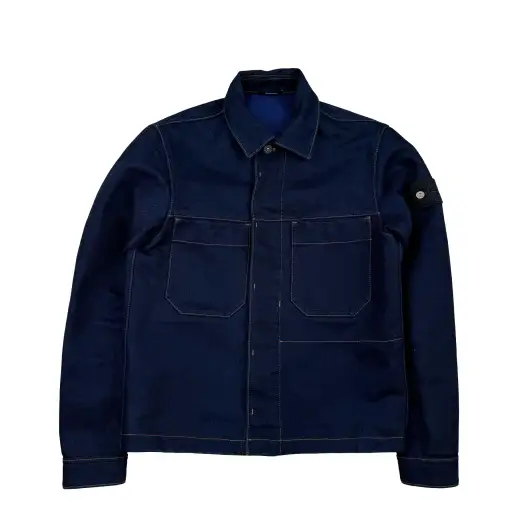 Stone Island 2025 Indigo Polypropylene Denim Research Collared Jacket - Small
