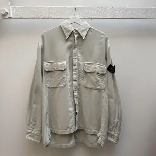 90s Stone Island Moleskin Overshirt Light Grey (L)