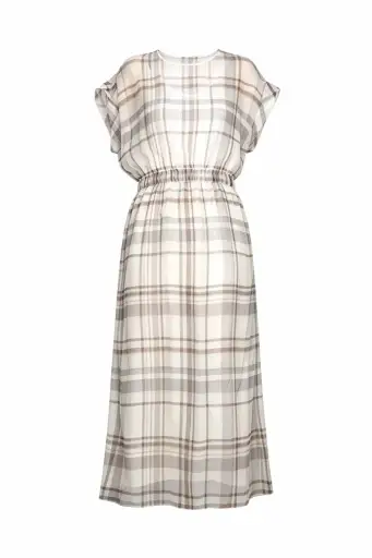 Brunello Cucinelli - Women's Short-sleeved Midi Check Dress