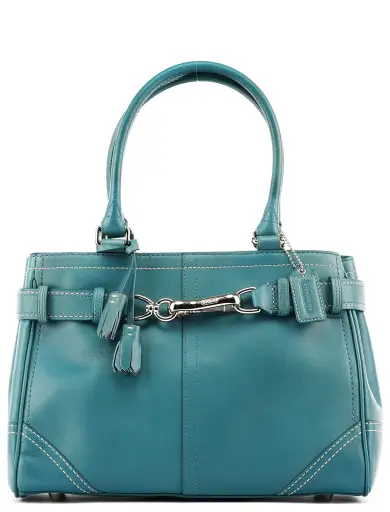 8A70 Teal Leather Hamptons Tote Bag