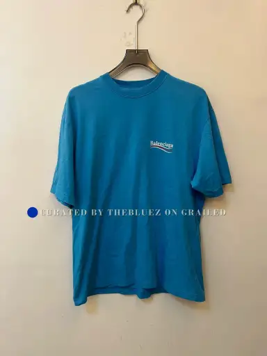 Balenciaga SS23 Blue Logo Short Sleeve Tee