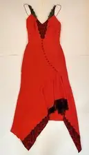 OLIVIER THEYSKENS Red Silk Slip Maxi Dress 34 acne studios l’agence nina ricci
