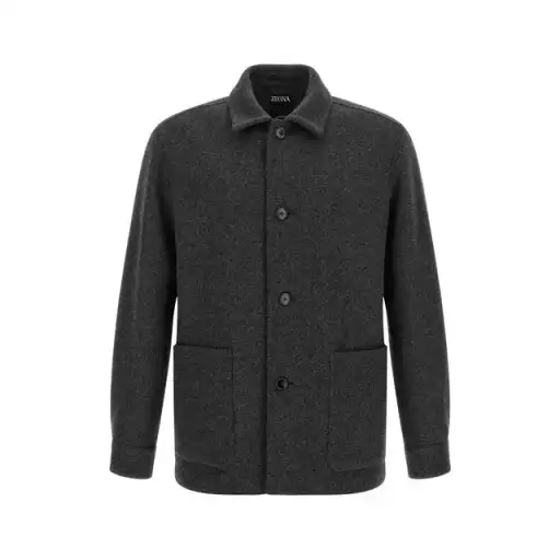 ZEGNA Jersey Gray Wool Cashmere Overshirt New & Authentic (M