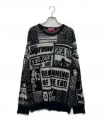 SUPREMEシュプリーム）の古着「Newspaper print sweater」｜ブラック
