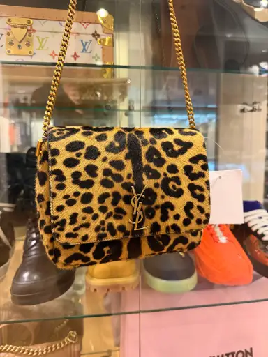 Saint Laurent Kate Leopard Pony Hair Crossbody Bag