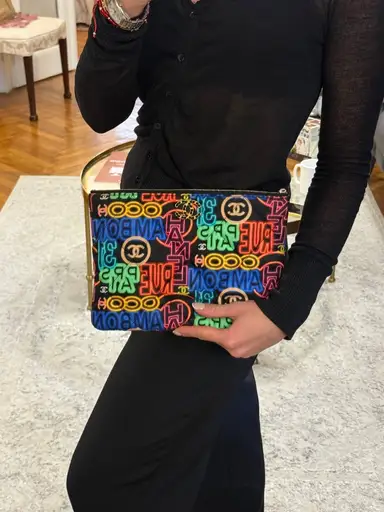 Chanel Multicolor Neon Graffiti Quilted Nylon 19 O Case