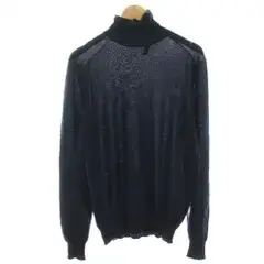 プラダ PRADA ニット カットソー 長袖 薄手 52 紺 ネイビー タートルネック /HN