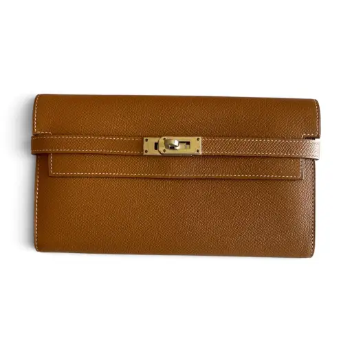 Hermes Kelly Long Wallet Gold in Epsom with PHW